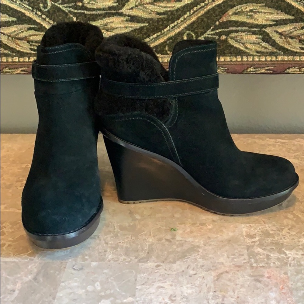 Black UGG suede dressy wedge bootie